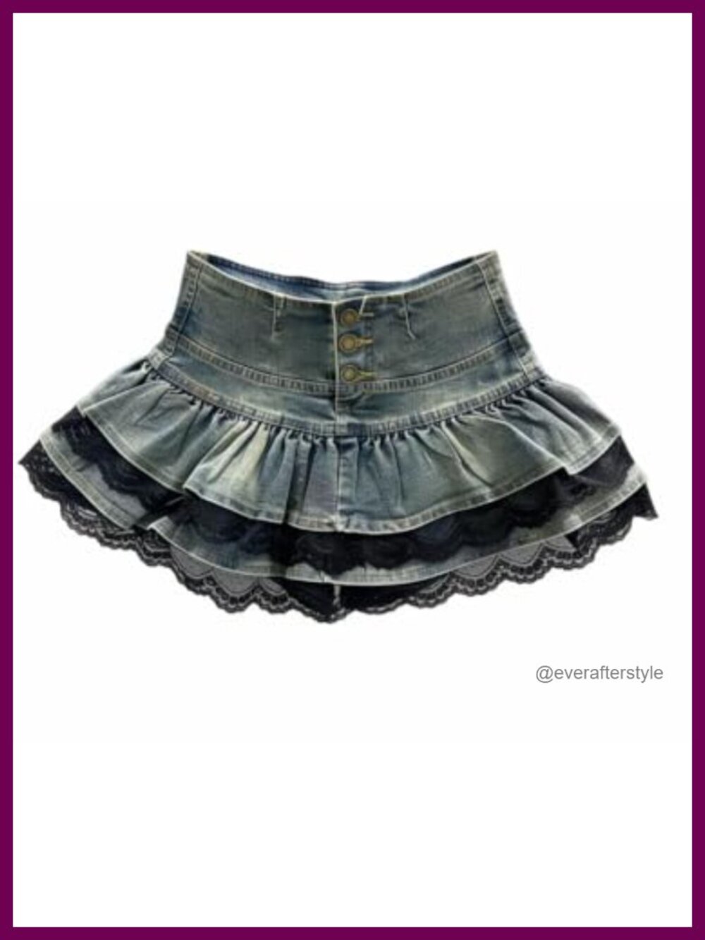 Preppy Lolita Kawaii High Waist Ruffle Denim Mini Skirt